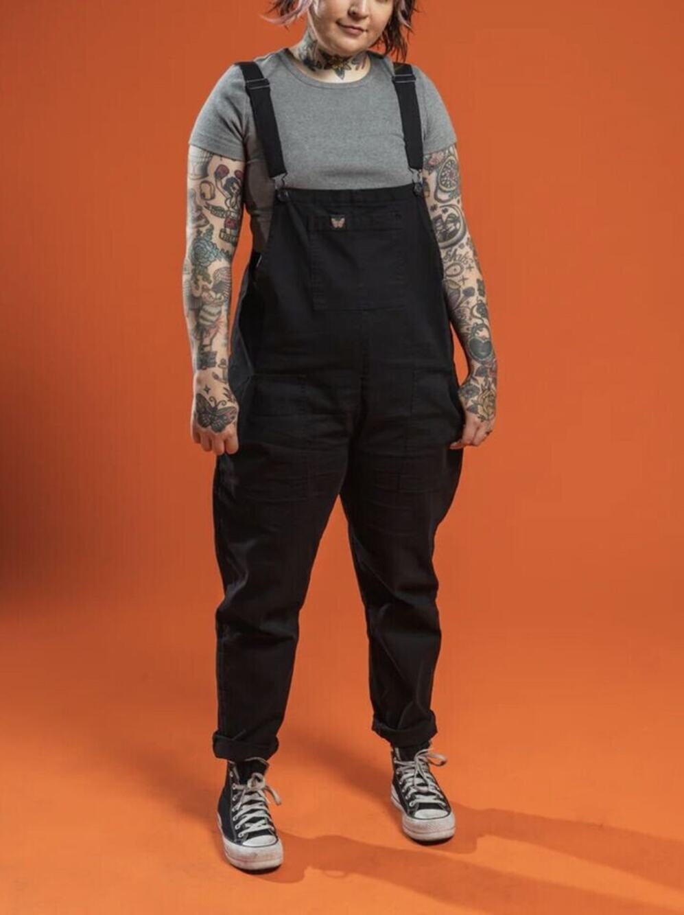 Girrlscout Billie overalls grunge emo punk small utility jumper black